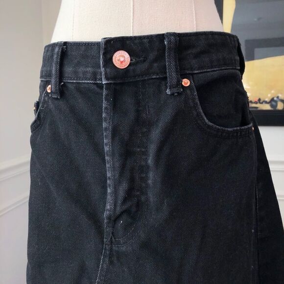 Bershka Denim Black Asymmetrical Jean Skirt Button Fly 4 - Picture 4 of 8